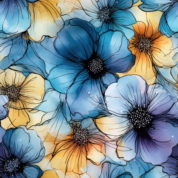 Subdued Blue Ink Flowers WPC