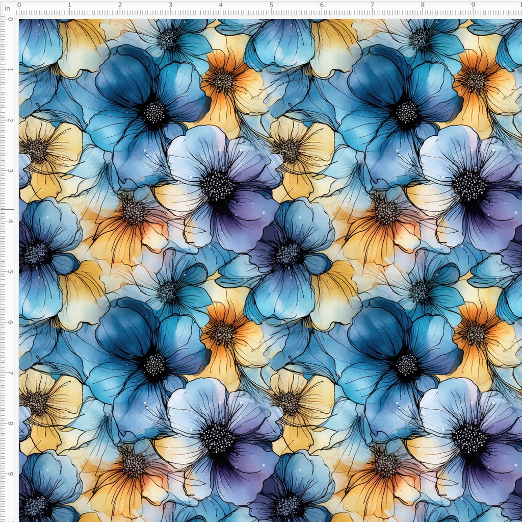 Subdued Blue Ink Flowers WPC