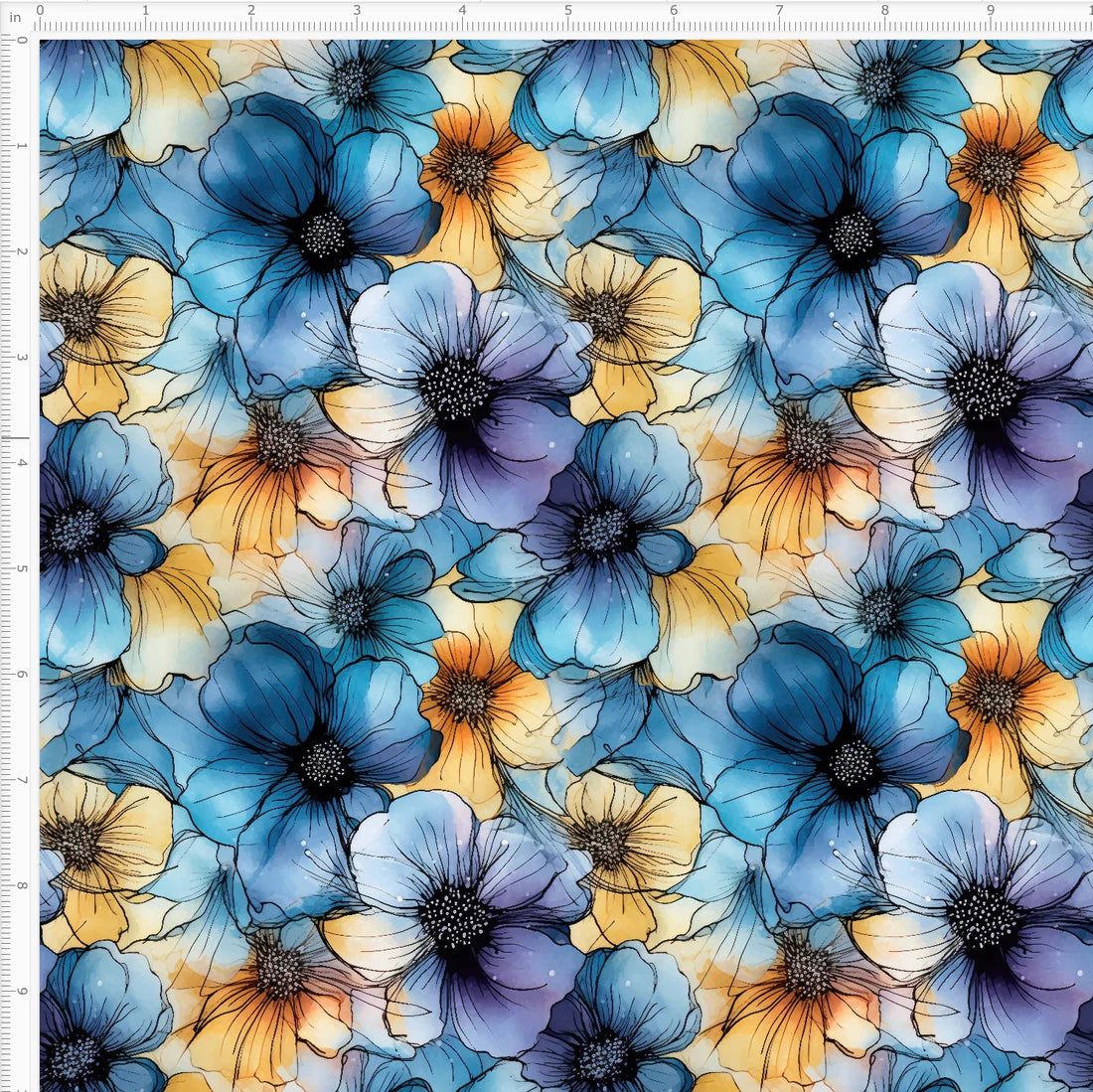 Subdued Blue Ink Flowers WPC