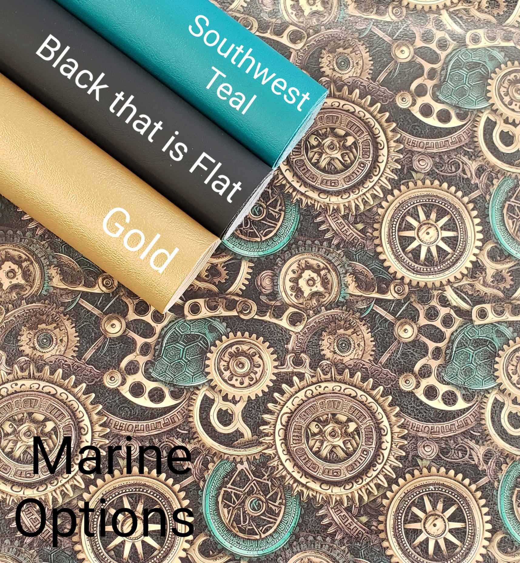 Teal Steampunk Gears Vinyl