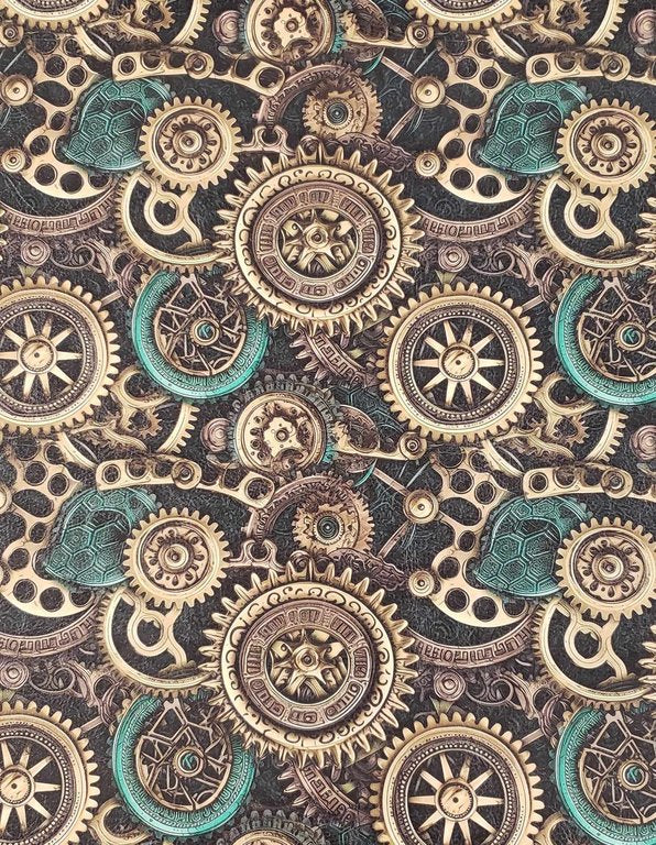 Teal Steampunk Gears Vinyl