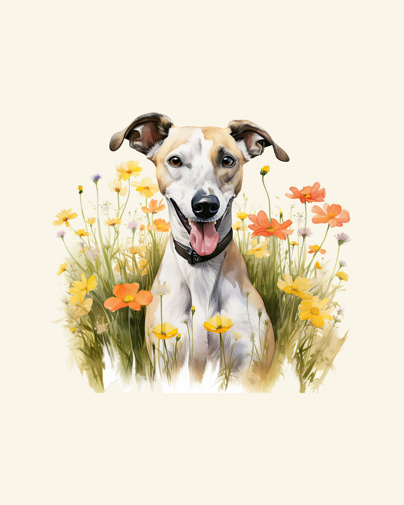 Whippet in Flowers Panel