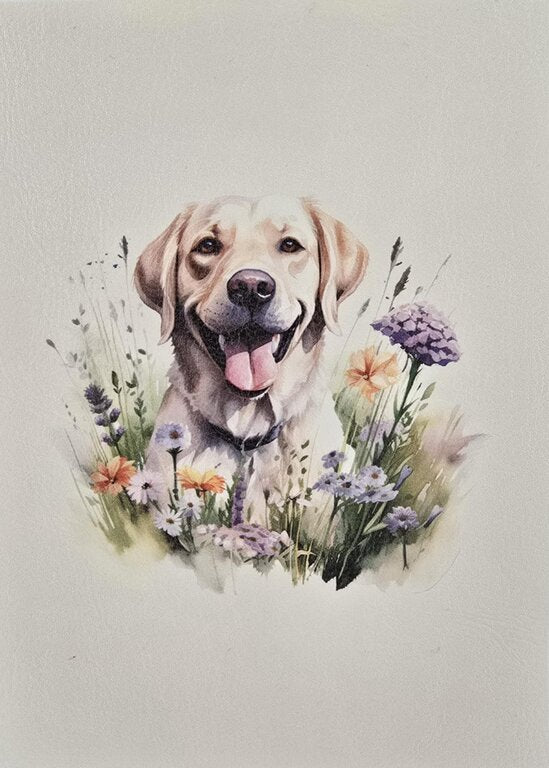 Yellow Lab in Flowers Panel