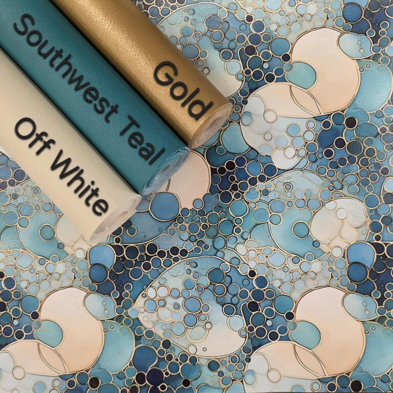 Blue Ocean Bubbles in Gold Vinyl