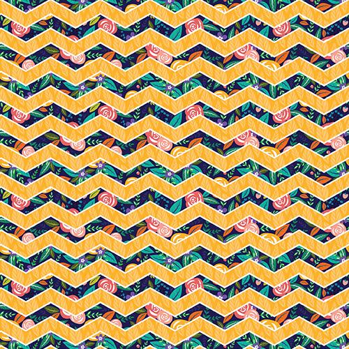 Rosies Floral Coordinating Chevron in Gold WPC