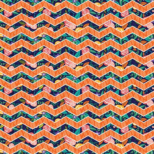 Rosies Floral Coordinating Chevron in Orange WPC