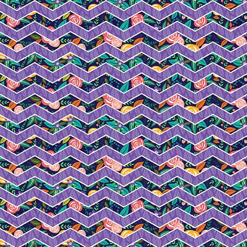 Rosies Floral Coordinating Chevron in Purple WPC
