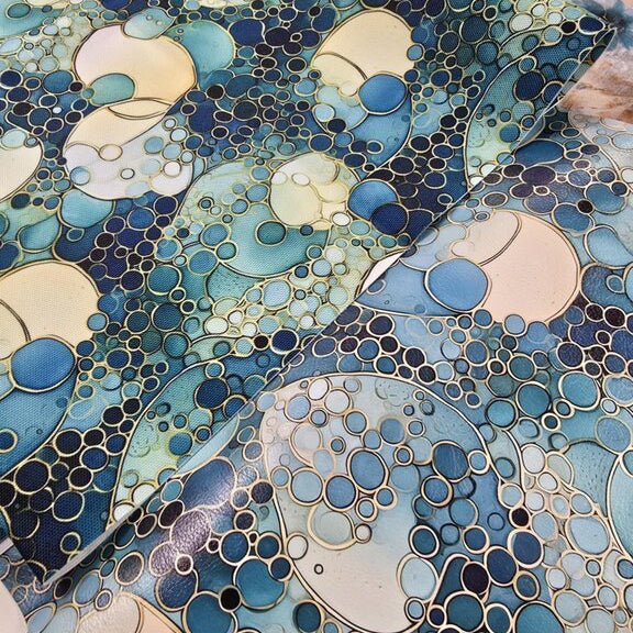 Blue Ocean Bubbles in Gold Vinyl